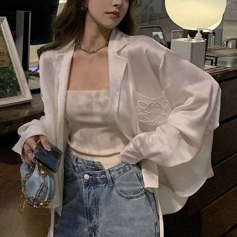 Lilylikes Lowec Acid Silk Shirts Smooth Luster Embroidered Women's Button up Shirt from Mainland China
