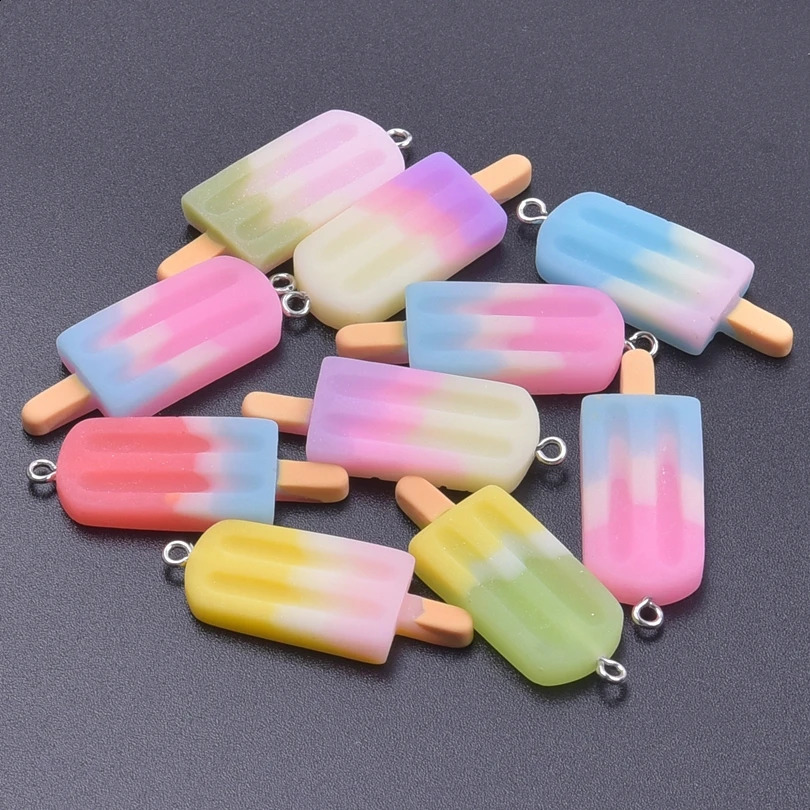 103050100pcsLot Cute Summer Ice Cream Popsicle Icicle Charms Pendant For Jewelry Making Handmade DIY Earrings Necklace 250519