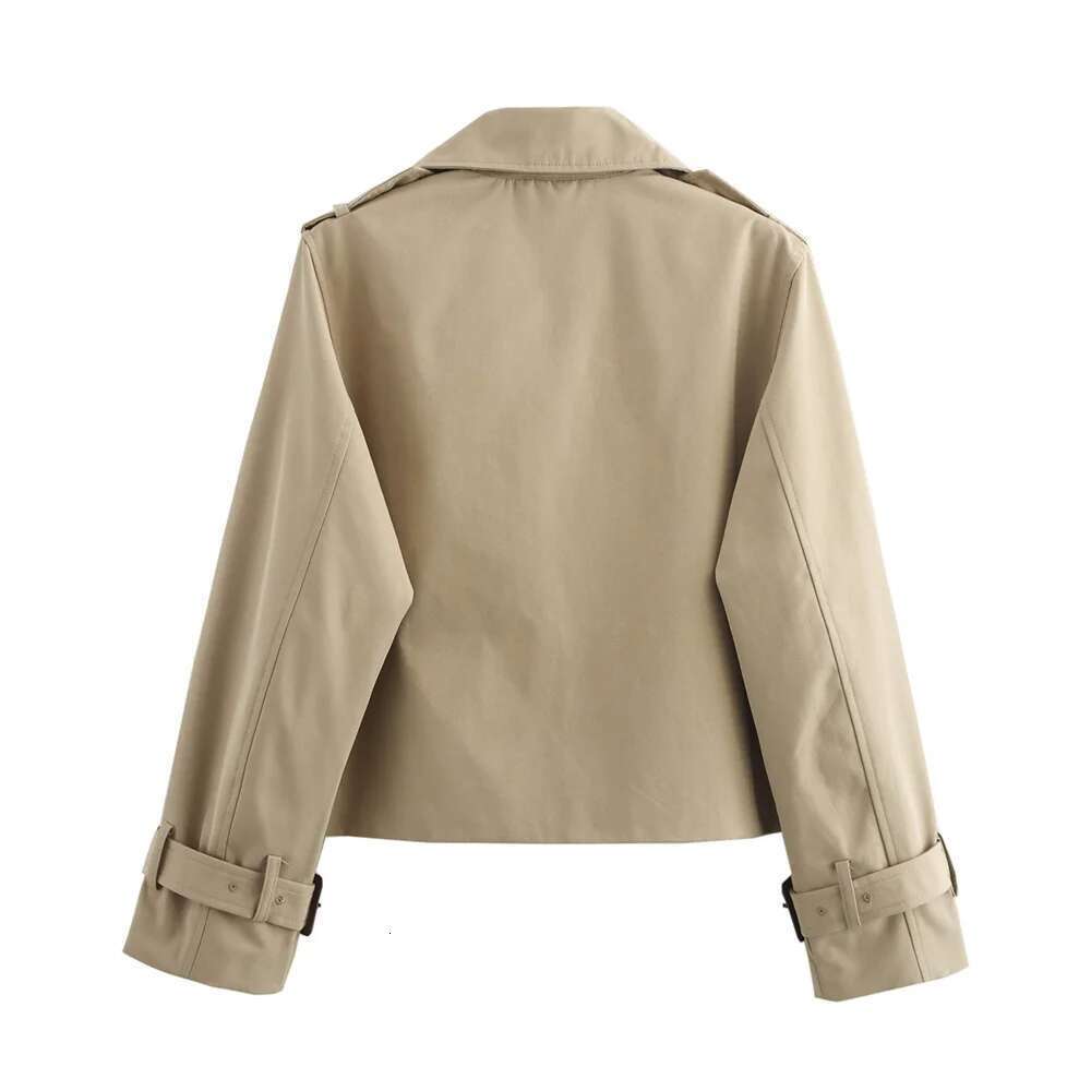 TRAF Autumn New Product Women's Fashion Double breasted Casual Imitation Windbreaker Short Jacket Top
