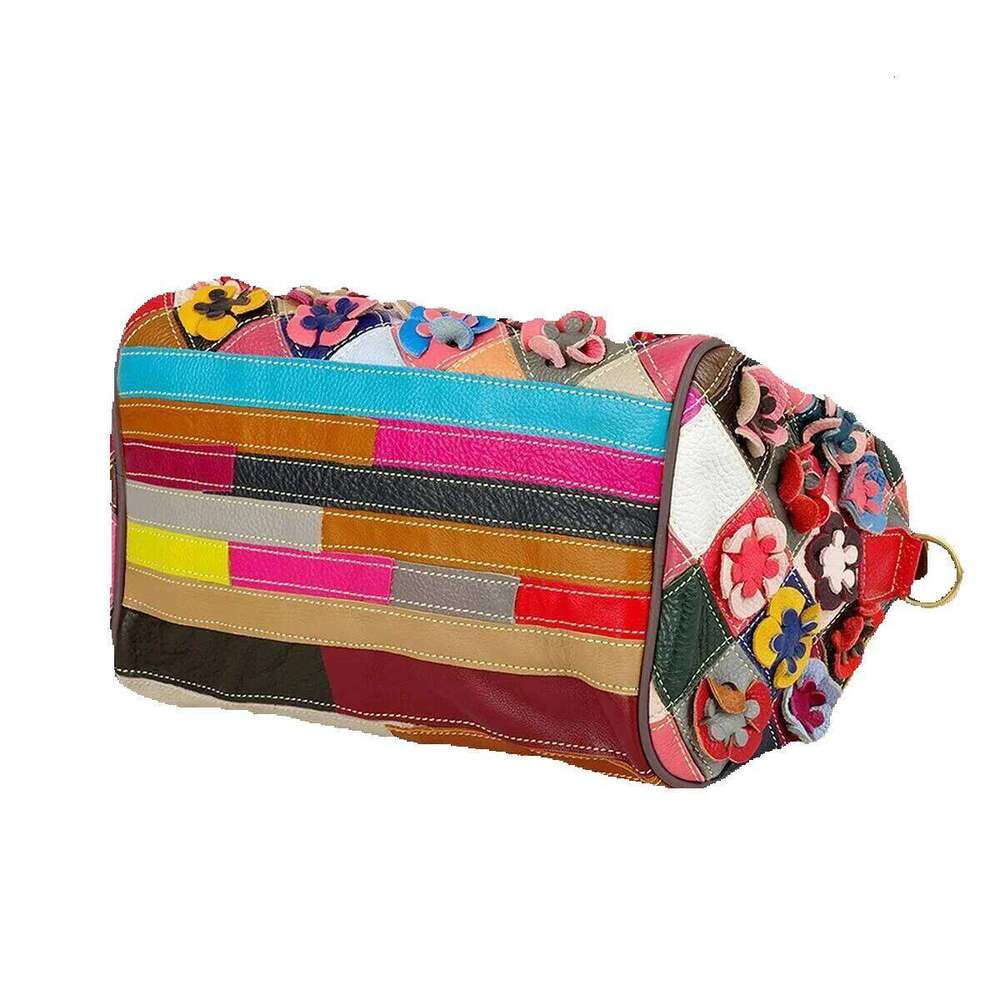 Designer Luxury Designer Luxury Leather Hand-Made Colorful Flower Mosaic Random Color Women's Handbag Crossbody Bag