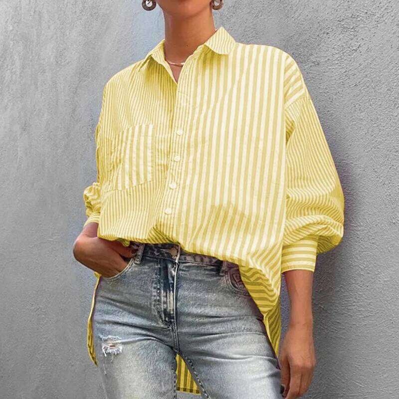 Women's Wear Spring New Women's Clothing Fashion Temperament Lapel Loose Long-Sleeved Striped Shirts For Women