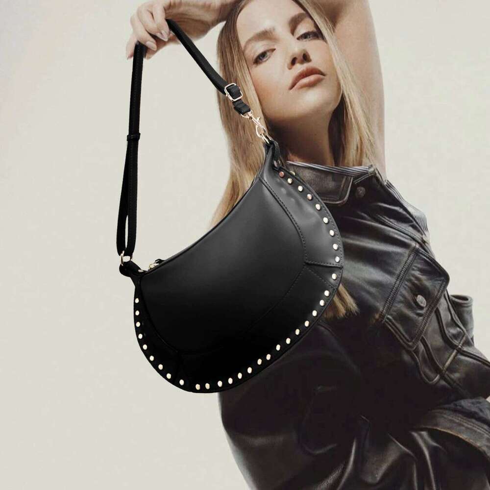 Women's Bags Designer Fashionable Studded Baguette Punk Inspired, Wome's Small Moon Shoulder Bag, Designer Handbags Streetwear