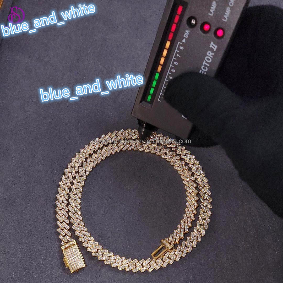 Pass Diamond Tester Men Iced Out Fashion Jewelry Necklaces 8mm 10mm 925 Silver Vvs Moissanite Cuban Link Chain