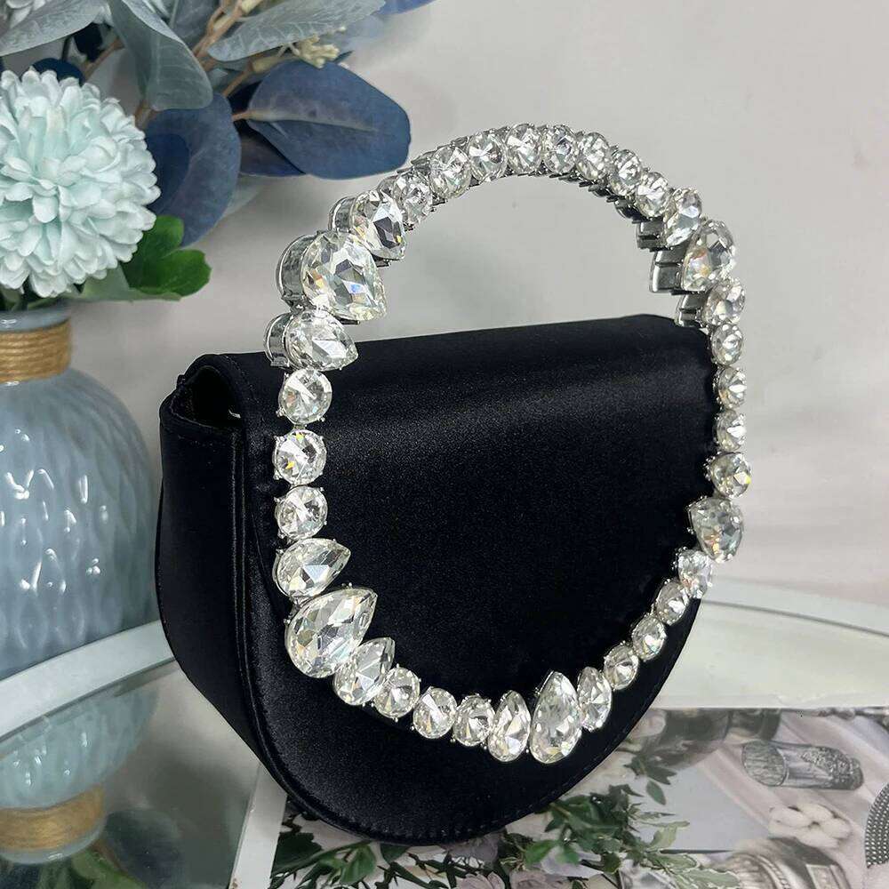Women's Bags Designer Dia Handle Evening Bag Silk Handbag Designer Crystal Wedding Clutch Satin Shoulder Crossbody Bags For Women NEW