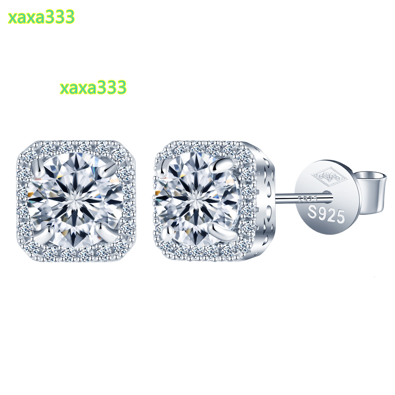 Wholesale VVS1 Moissanite Earring 0.5ct 1ct White Diamond 925 Sterling Silver Square Moissanite Earring