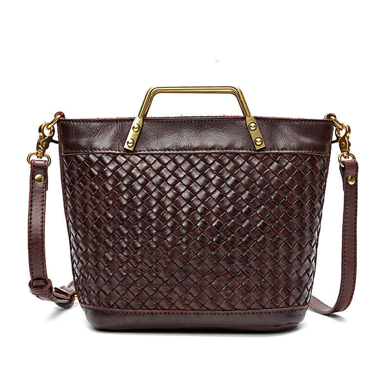 Tote Bag Braided Handbag Genuine Leather Handwoven Women S Vegetable Tanned Cowhide Washed And Waxed Artistic Crossbody Elegant Bag Shoulder Bag