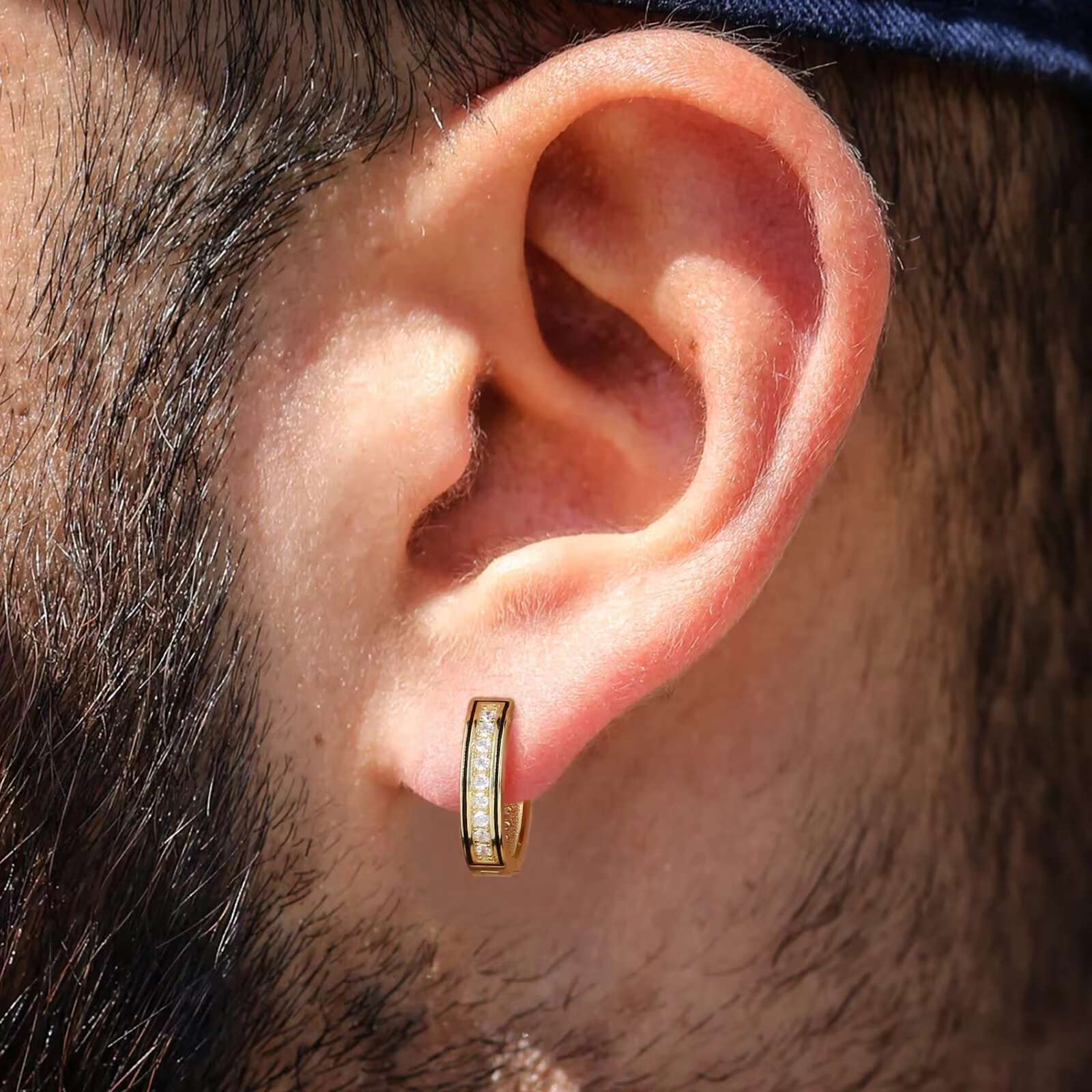 925 Sterling Silver Men Earring 15mm Hip Hop Jewelry 5A CZ Cubic Zirconia Diamond 14k Gold Plated Women Iced Out Hoop Earring