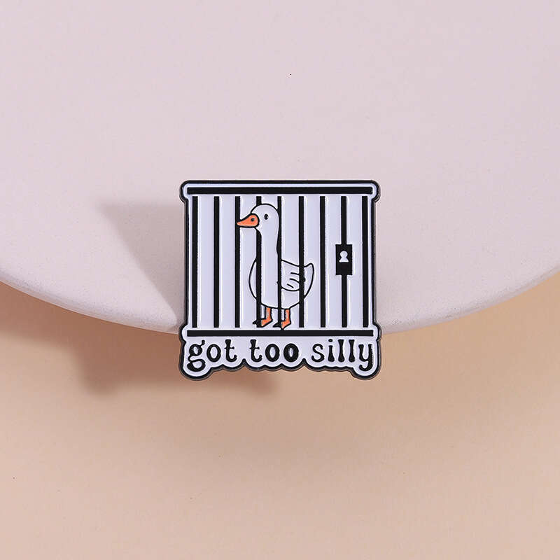 Silly Cute Animal Cage Goose Metal Brooch Versatile Backpack Badge