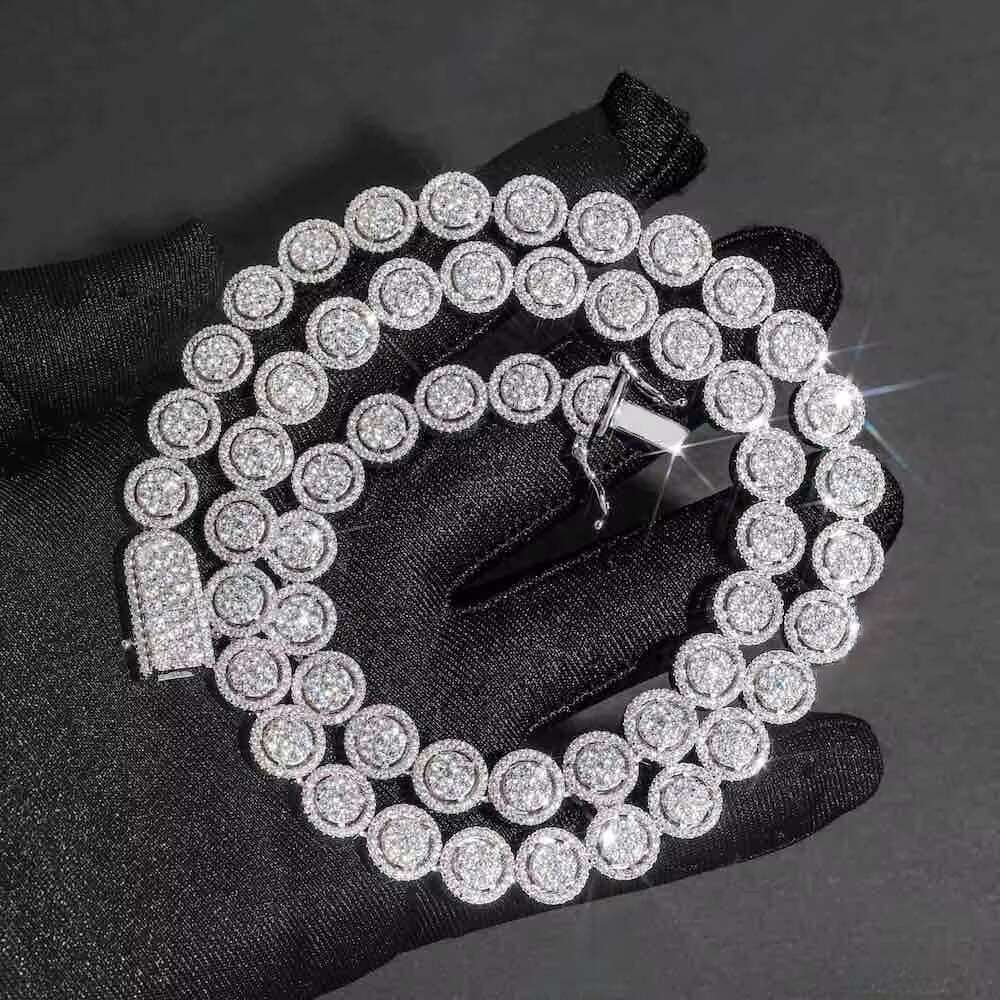 GRA Hip Hop Iced Out Bling Sterling Sier Pass Dia Tester 10MM VVS Moissanite Round Shape Tennis Chain for Men