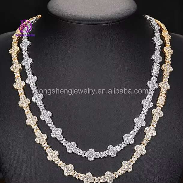 Vvs Moissanite Cuban Necklace 10mm Iced Out 925 Silver Moissanite Diamond Cuban Link Chain Hip Hop Women Jewelry Cross Necklace