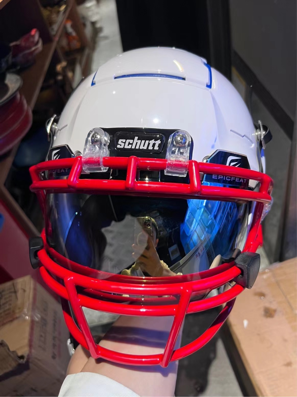 Football mask Universal One Size Fits All American Football Helmet Sun Visor with Spherical Mirror