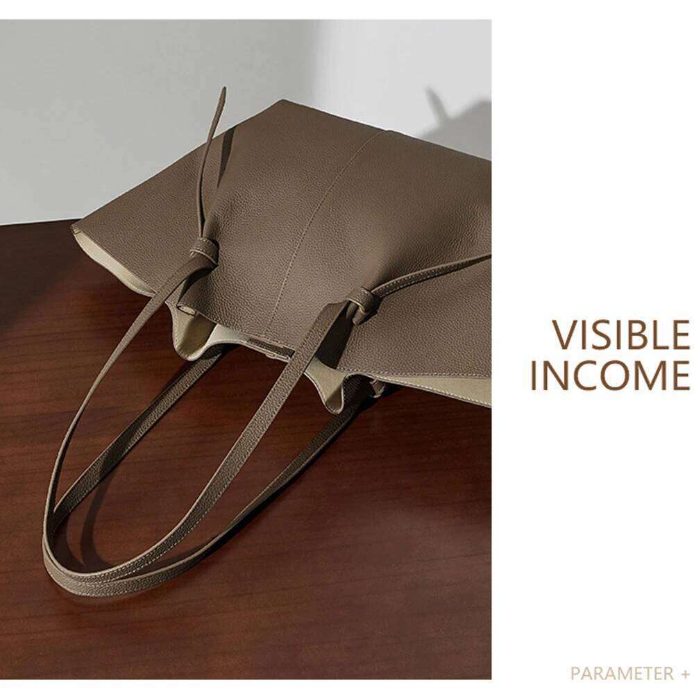Head Layer Cowhide Large Capacity Tote Genuine Leather Women's Fashionable Bat Versatile Commuting Bag, Handbag