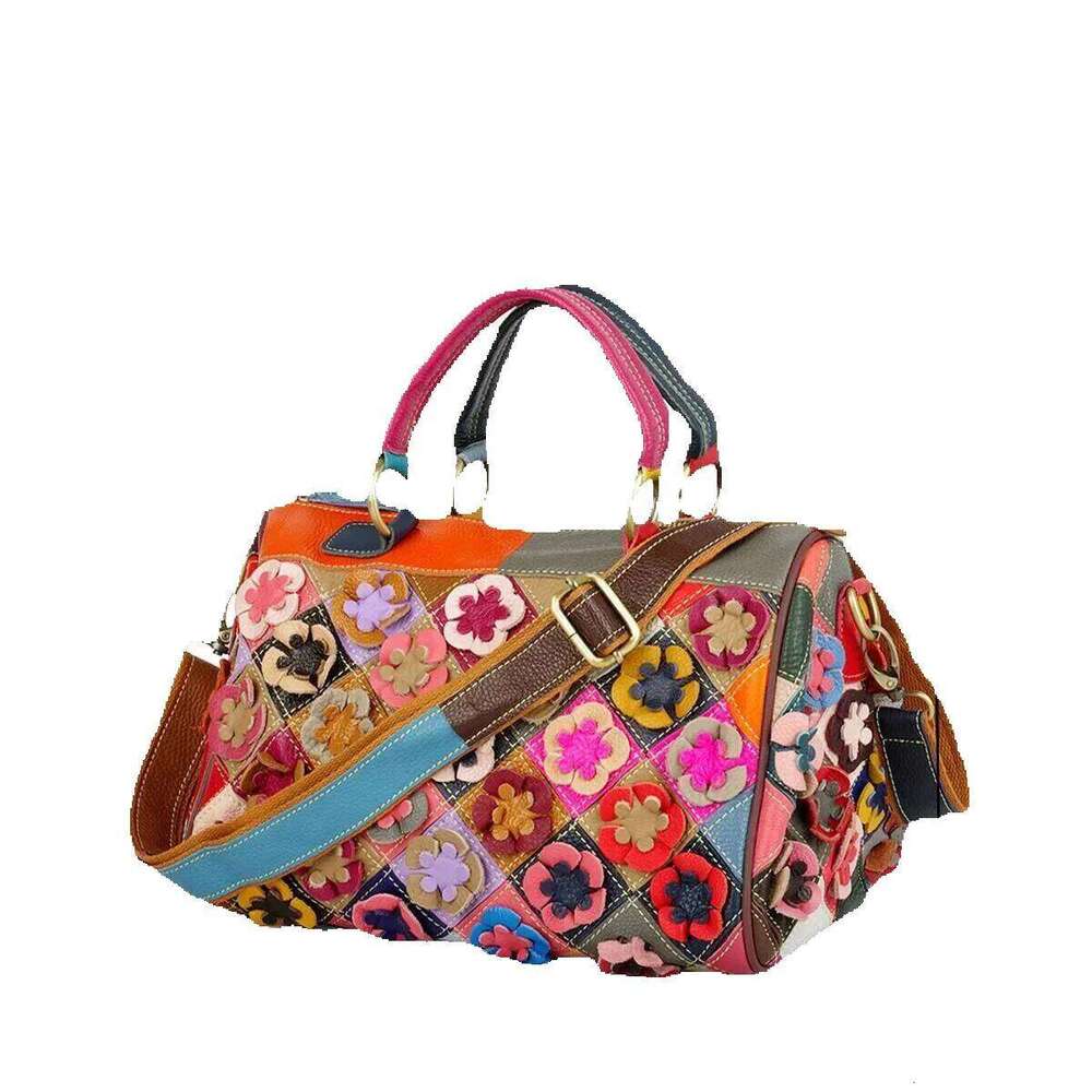 Designer Luxury Designer Luxury Leather Hand-Made Colorful Flower Mosaic Random Color Women's Handbag Crossbody Bag