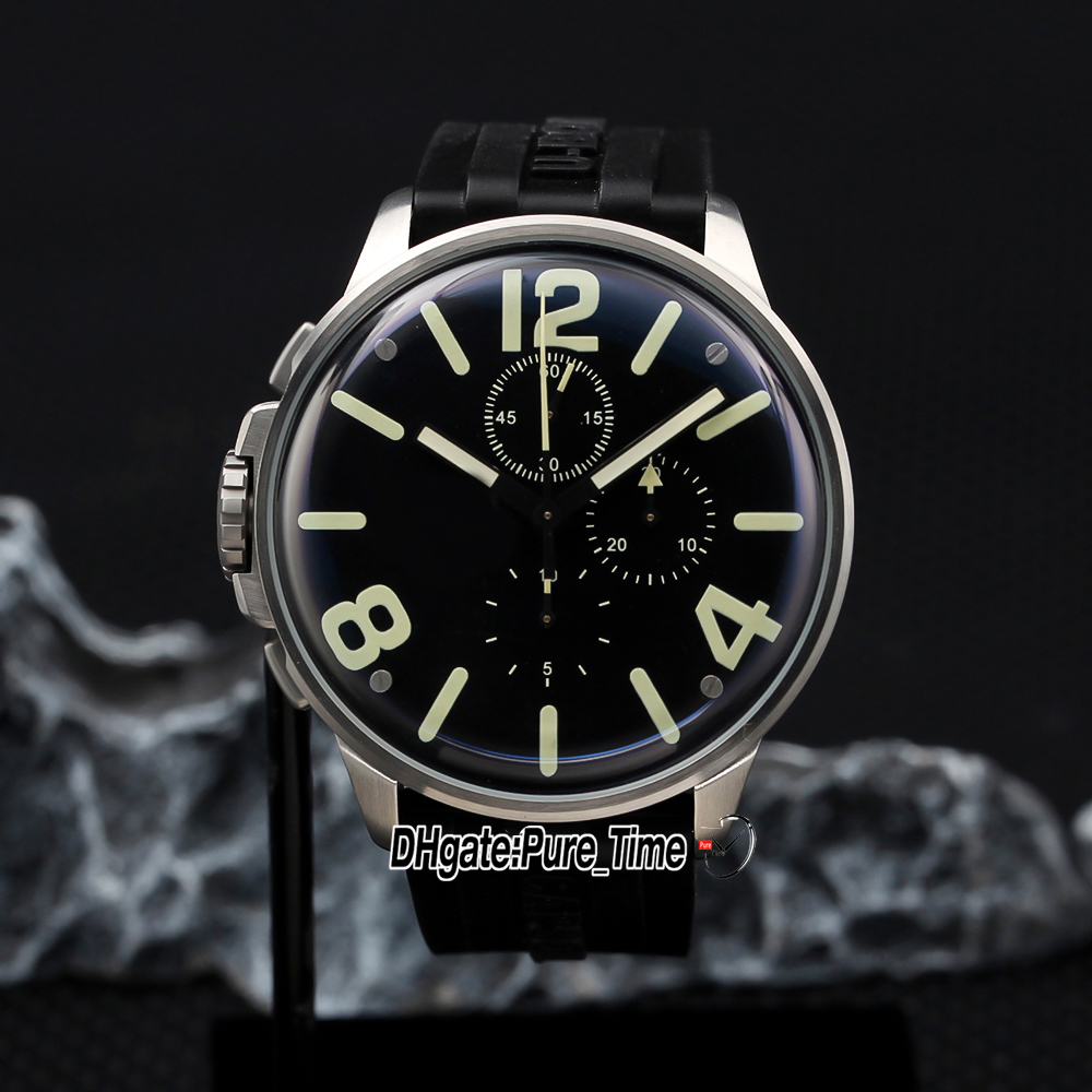 New 45mm Capsoil 8111/C Quartz Chronograph Mens Watch Steel Case Big Number Stick Markers Stopwatch Backhand Gents Watches Rubber Strap Pure_Time Z03C