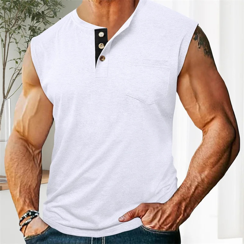 Men s Athletic Tank Top Sleeveless Basketball Shirt QuickDry Breathable Muscle Fitness Sports Vest with Button Detail 250517