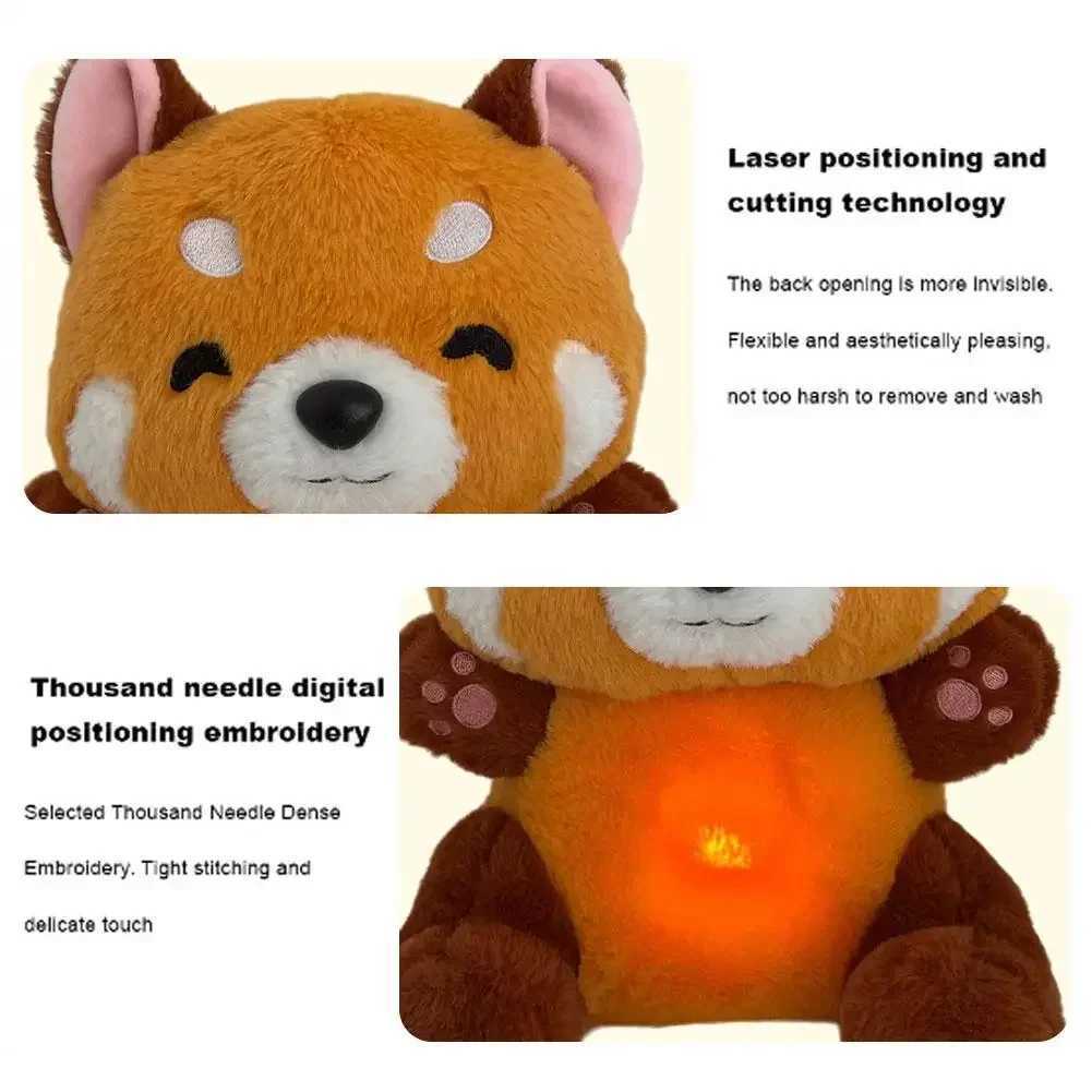 Plush Toy Red Panda Breathing Stuffed Animal 2024 New For Anxiety Adults With Music Lights Rhythmic Breathing In Four Modes Z250529
