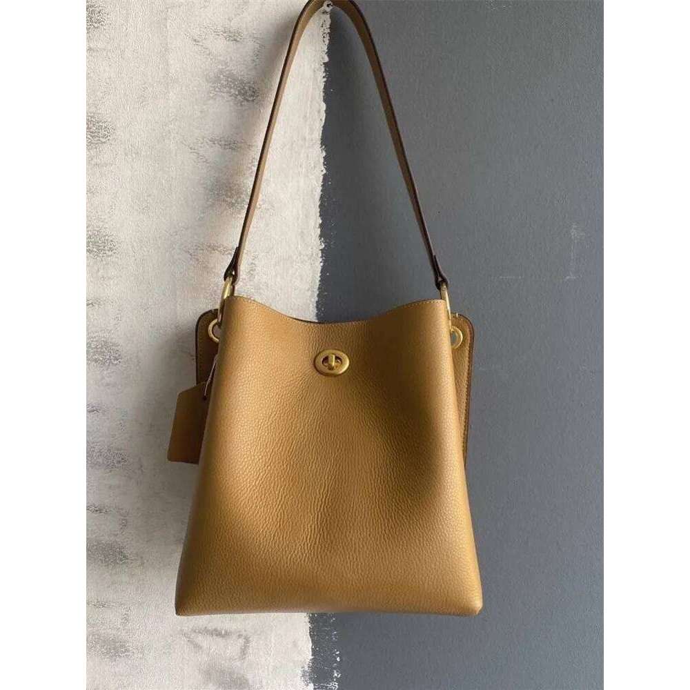 New Cowhide Genuine Leather Handbag Fashion Office Ladies Elegant Single Shoulder Crossbody Bag Women Large Capacity Bucket Bags