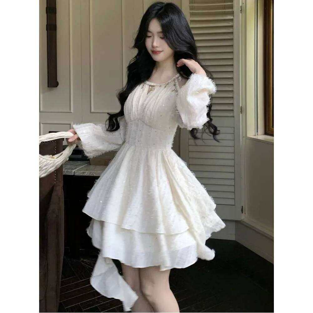 Fashion New Princess Short Dresses For Women Long Sleeve Casual Ruffles A-Line Elegant Chic Vestidos Female Vintage Clothes