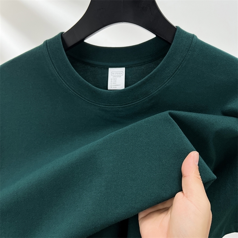 High quality 100% cotton short sleeve mens T-shirt summer round neck loose casual solid color plus size breathable top women 250517