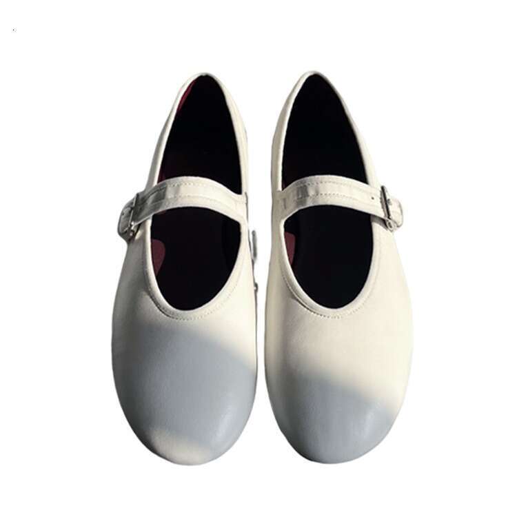 Genuine Leather Shallow Mouth Flat One-Strap Mary Jane for Women Spring Summer Casual Ballet Grandma Shoes