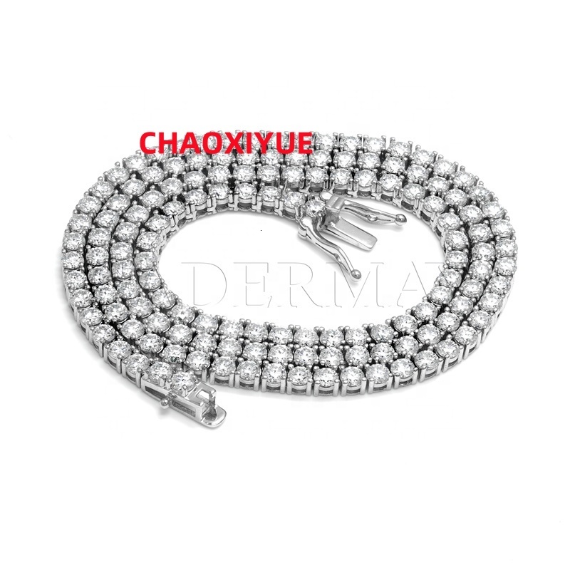 Cadermay Wholesale Price Moissanite Tennis Bracelet Necklace 2mm 3mm 4mm S925 Trendy Hip Hop Iced Out Chain