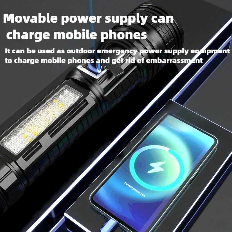 Powerful White/Yellow Laser Dual Light Source Flashlight Rechargeable Flashlight Headlamp Fishing Hunting Tactical Flashlight XJ250529