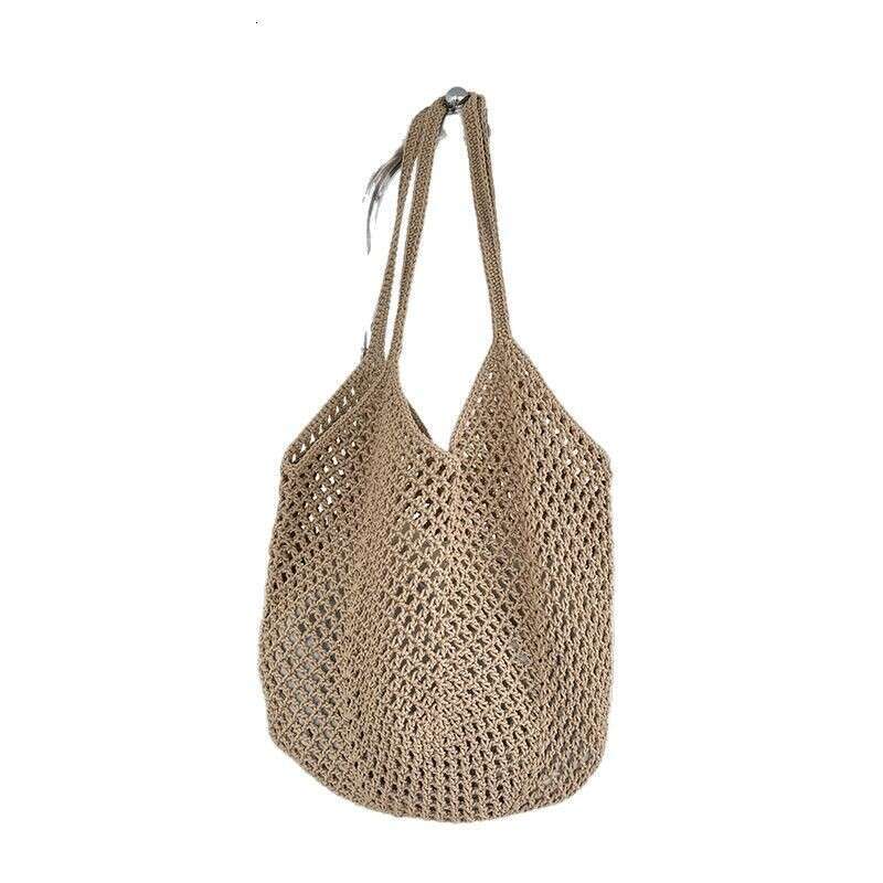 Large Capacity Hollow Cotton Rope Casual Fashion Lazy Style Vacation Shoulder Versatile Women's Commuter Bag B5