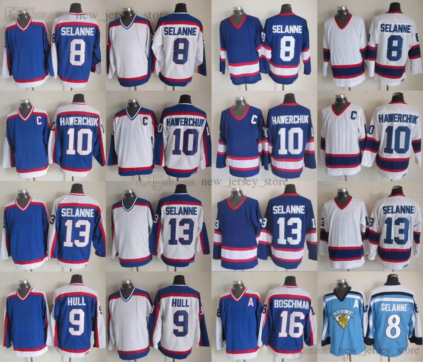 Vintage CCM Hockey 10 Dale Hawerchuk Jersey Throwback Embroidery 13 Teemu Selanne 16 Laurie Boschman 9 Bobby Hull Jerseys Ice Sport Classic Retro