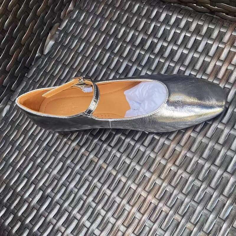 Genuine Leather Square Toe Strap Mary Jane for Women, Summer and Autumn New Versatile Chunky Heel Shallow Mouth Granny Shoes