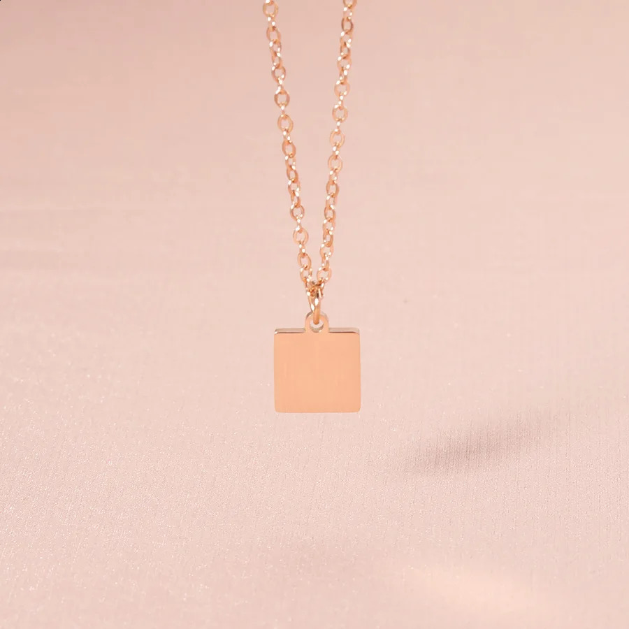 10pcs lot Square size 10x10mm Small Pendant 304 stainless steel women fashion necklace 250519