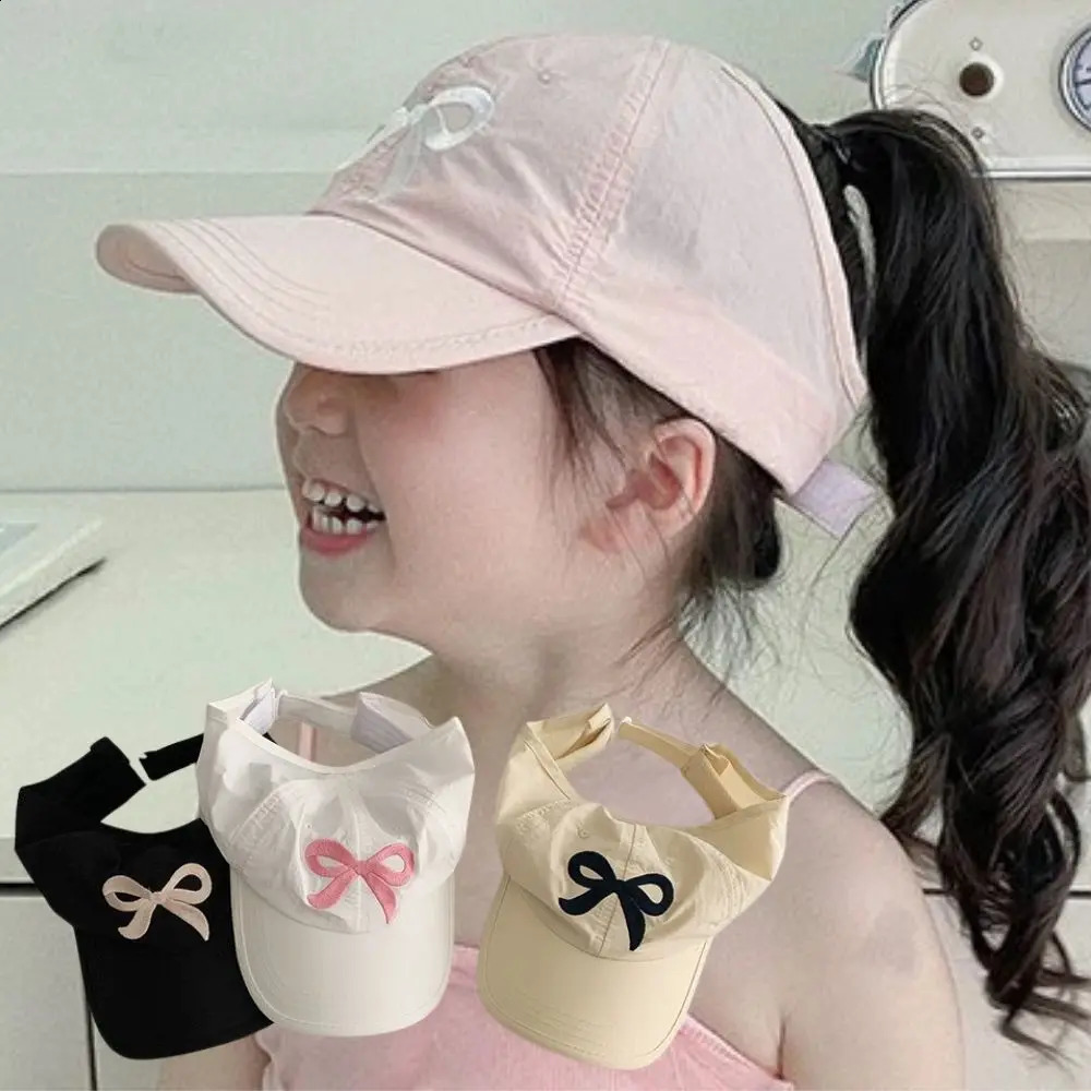 Sweet Bow Print High Ponytail Girls Hat Sun Hats Baseball Caps Adjustable Travel Caps Baby Children Peaked Caps Hat Visor Cap 250527
