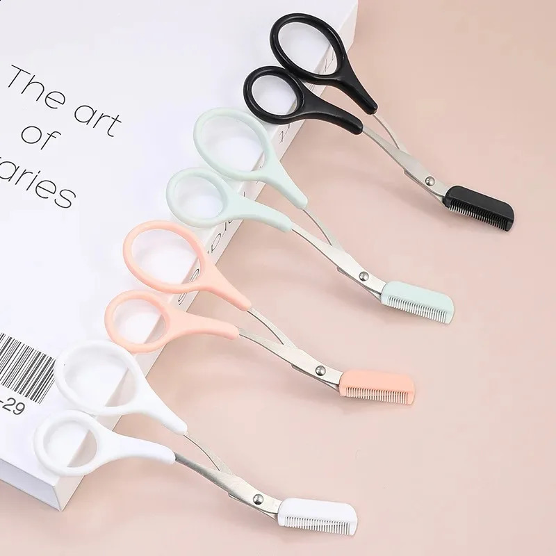 1 Piece Safe Eyebrow Trimmer Stainless Steel Scissors with Comb Hair Removal Shaver Eyebrows Shaping Makeup Tool 250516