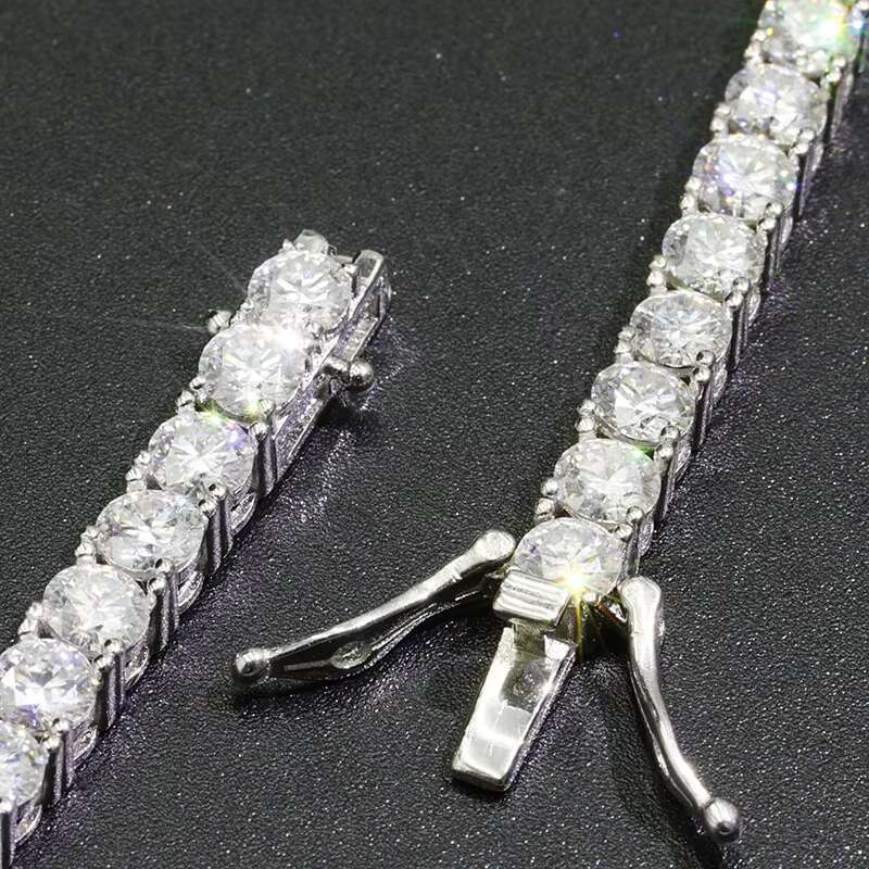 Factory Customize 925 Sterling Silver With Gold Plated 5mm Moissanite Necklace Tennis Chain Hip Hop Tennis Necklace for Men