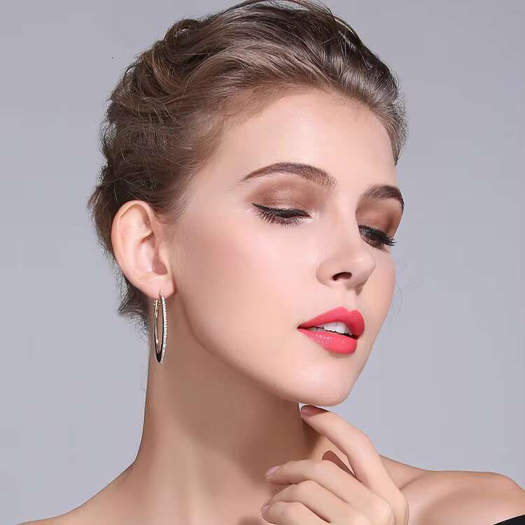 2023 Statement Fine Fashion Jewelry 925 Sterling Silver Women Female White Big Moissanite Hoops Earrings Diamond