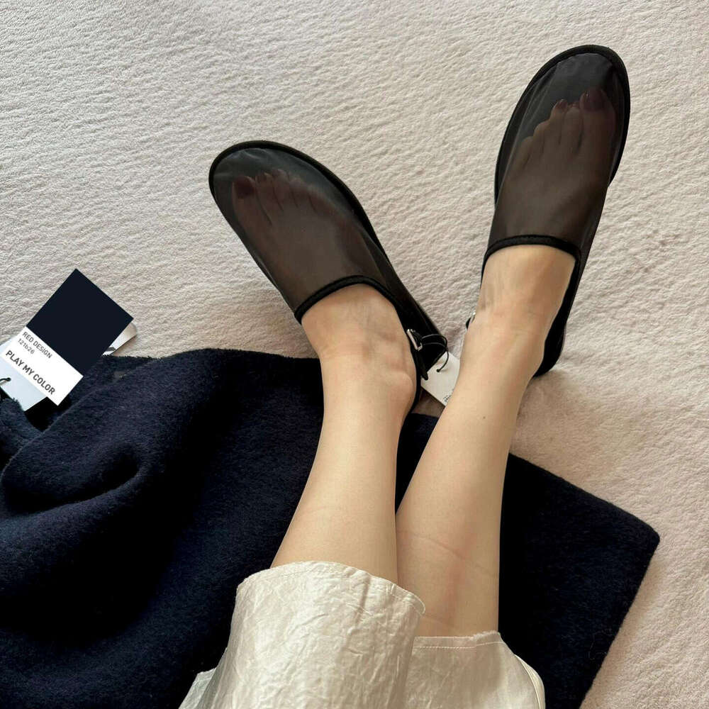 ZA Women's Fabric Mesh Shoes Round Breathable Flat Casual Mules Closed Toe Half Slippers Sandals Women Summer