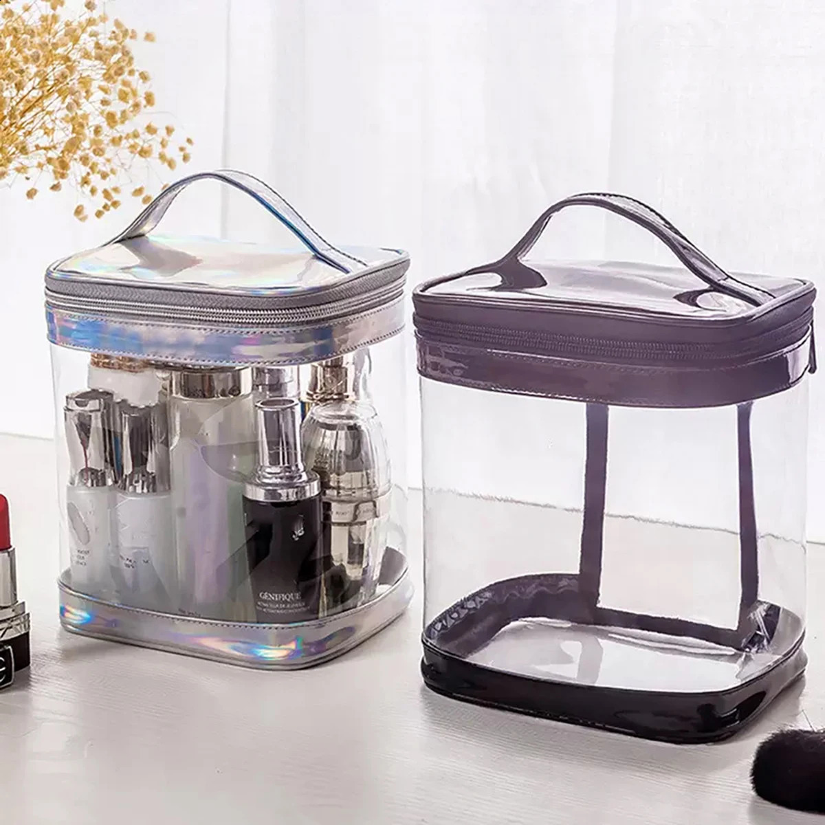 Transparent PVC Portable Cosmetic Bag Waterproof Toiletry Travel Bag 250528