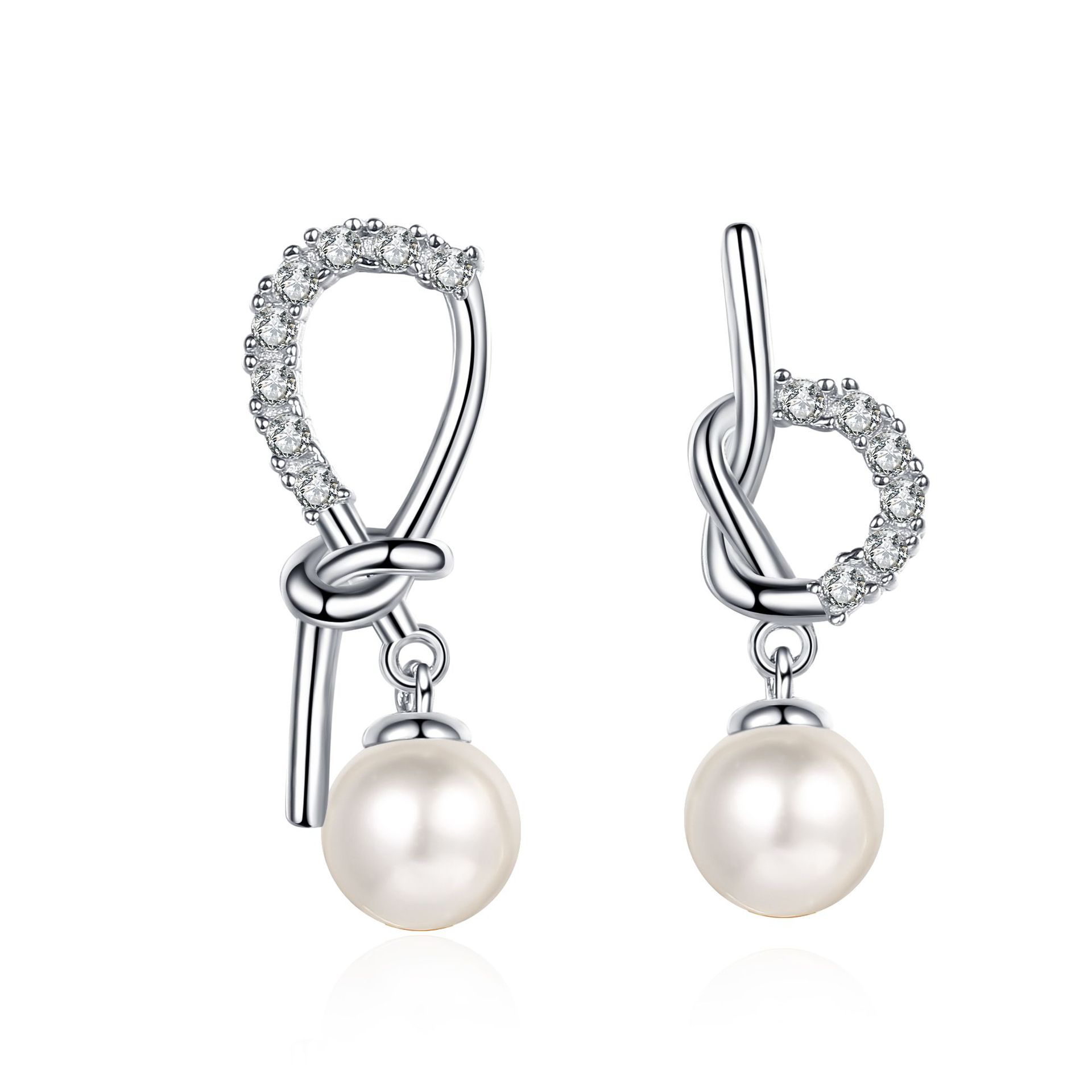 Chic S925 Sterling Silver Unilateral Pendant Earrings Complementing Freshwater Cultured Pearls & Synthetic Gemstones