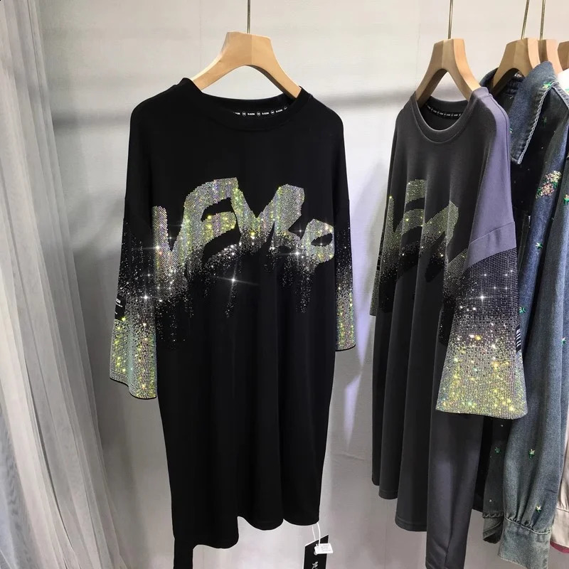 Diamonds Letter Street Fashion Plus Size Tops Crew Neck Loose Europeans American Style Womens Tshirts Summer Short Top 250519