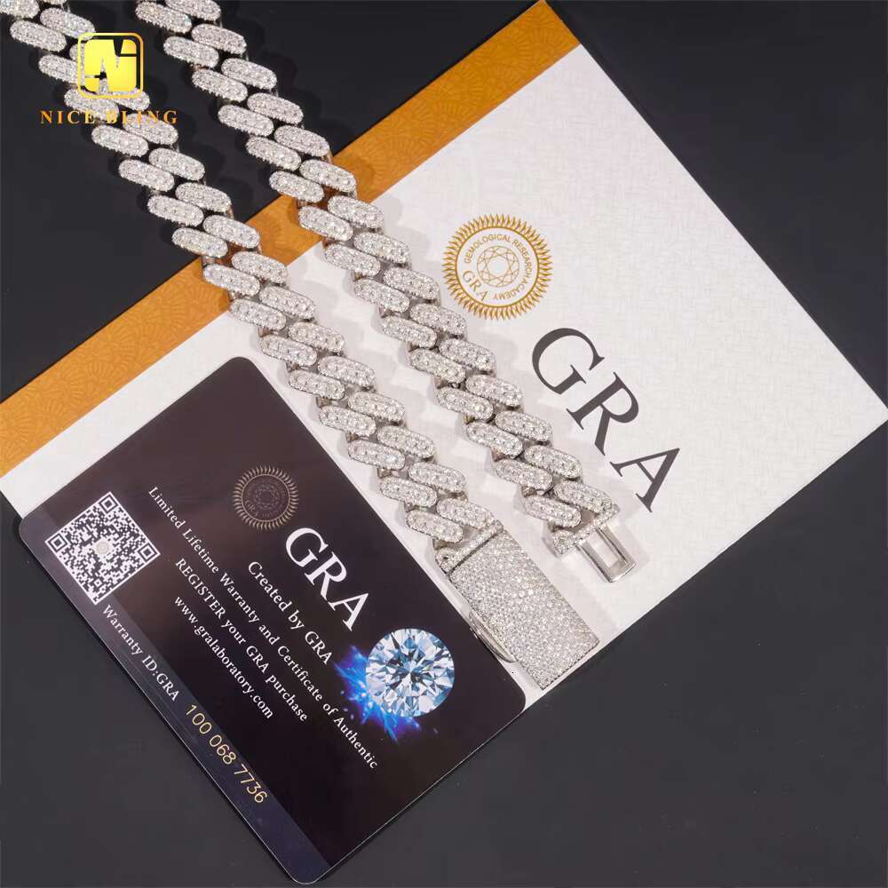 Wholesale Jewelry Moissanite Hip Hop Jewelry 925 Silver VVS Necklace Iced Out Cuban Link Chain