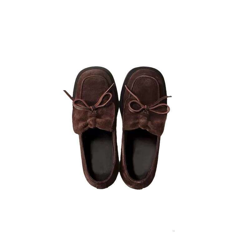 Genuine British Style Niche Square Toe Polished Color Bowknot Loafers for Women Spring Autumn Winter New Chunky Heel Small Leather Single Shoes