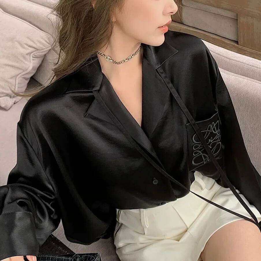Lilylikes Lowec Acid Silk Shirts Smooth Luster Embroidered Women's Button up Shirt from Mainland China