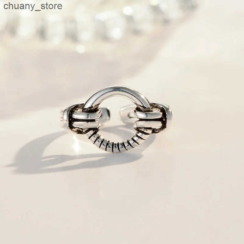 Retro Style 925 Sterling Silver Geometric Open Rings For Women Vintage Jewelry Accessories z250529XON6