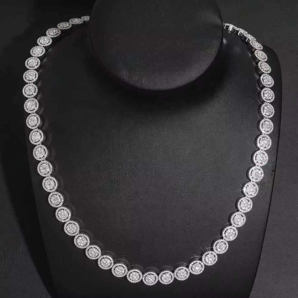 GRA Hip Hop Iced Out Bling Sterling Sier Pass Dia Tester 10MM VVS Moissanite Round Shape Tennis Chain for Men