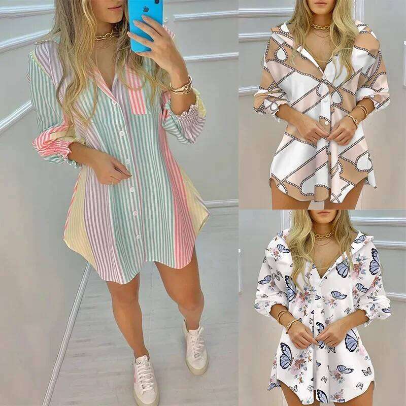 Women's Wear Fashionable Printed Long Sleeve Women's Dress Shirt Summer New Arrival Elegant Style Cross-Border Clothing From Mainland China