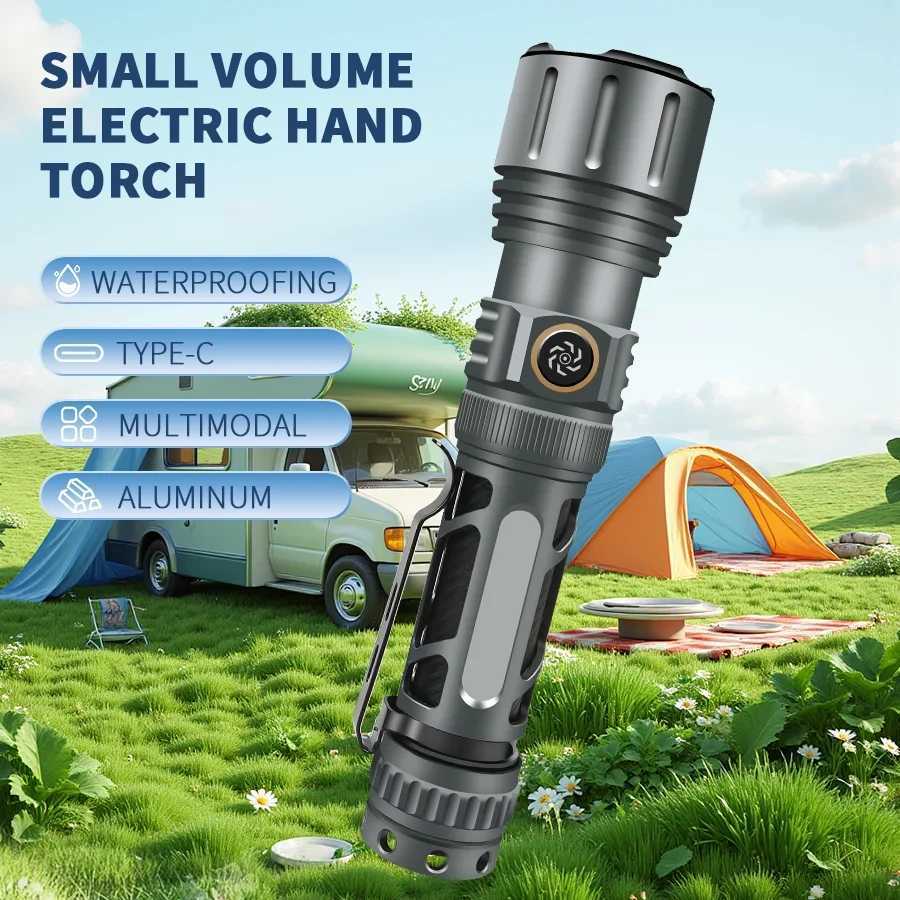 BALDR Flashlight Type-C Fast Charge 5 Lighting Modes Aluminium Alloy Zoomable Waterproof Design Lightweight Flashlight for HikingXJ250529