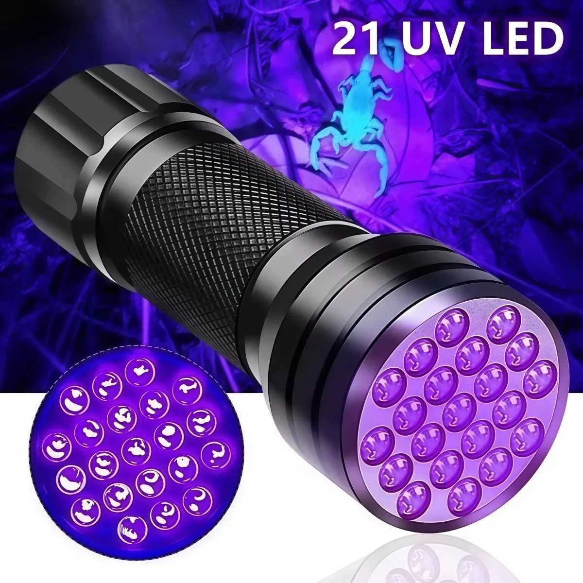 21LED UV Black Light Flashlight 395NM UV Flashlight for Detecting Pet Urine Stains Portable UV Light for Home and Outdoor Use XJ250529