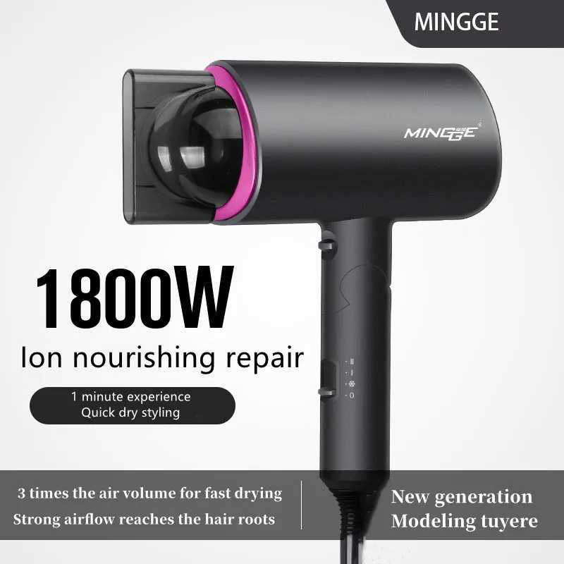Popular Foldable Hair Dryer 1800W Blue Light Negative Ion Super Silent US/EU/UK/Plug 110V/220V Home Barber RecommendedXJ250528