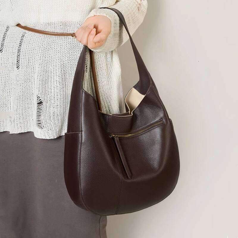 Hifashion Cowhide Genuine Leather Large Underarm Shoulder Bags For Women 2025 Designer Hobo Shopper Tote Ladies Handbags