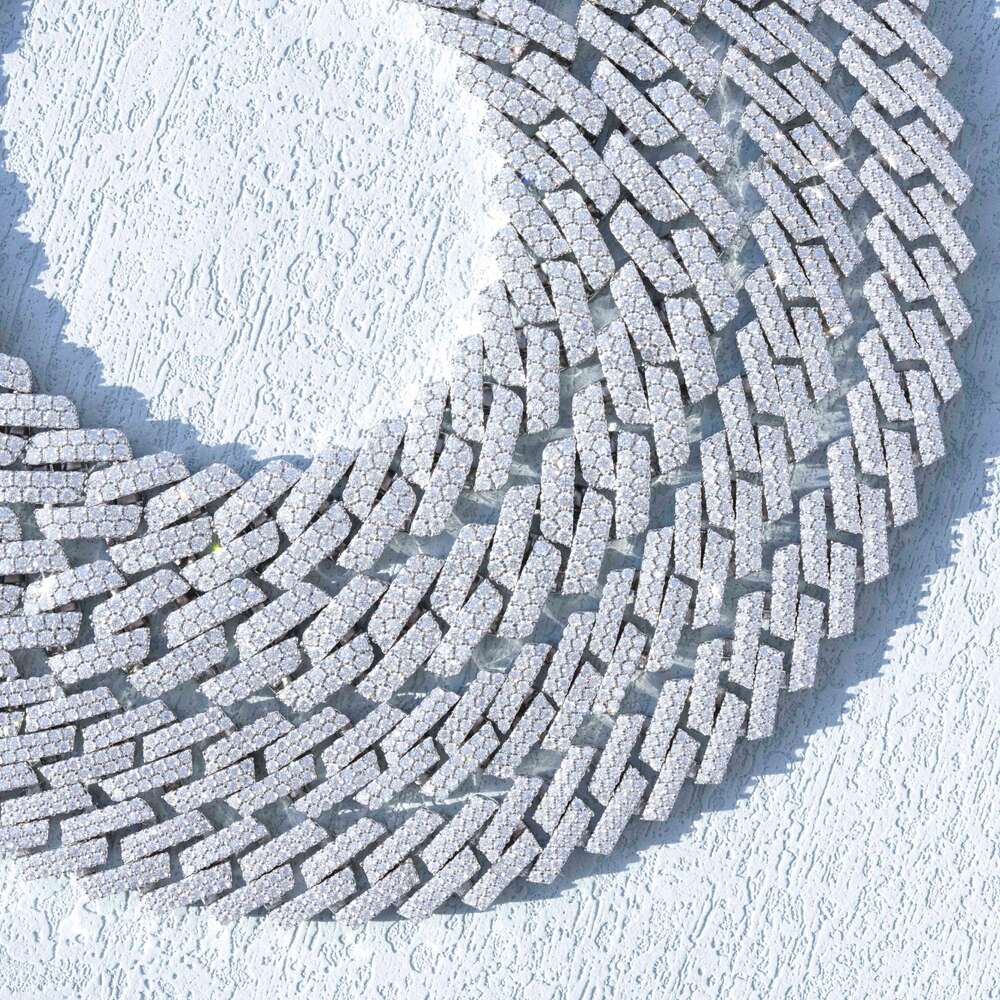 Custom 12mm 13mm 14mm 15mm 16mm 18mm Width Two Rows VVS Moissanite Silver 925 Women Necklace Cuban Chain