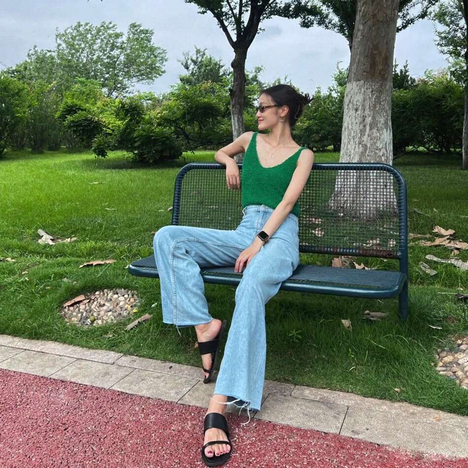 Genuine Leather Korean Style Niche Square Strap Open Toe for Women Outdoor Summer New Fashion Versatile MD Sandals